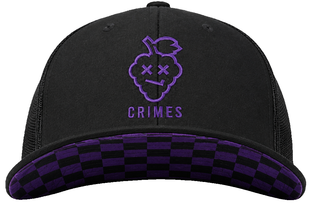 Grape Logo Checkered Trucker Hat · Black/Purple