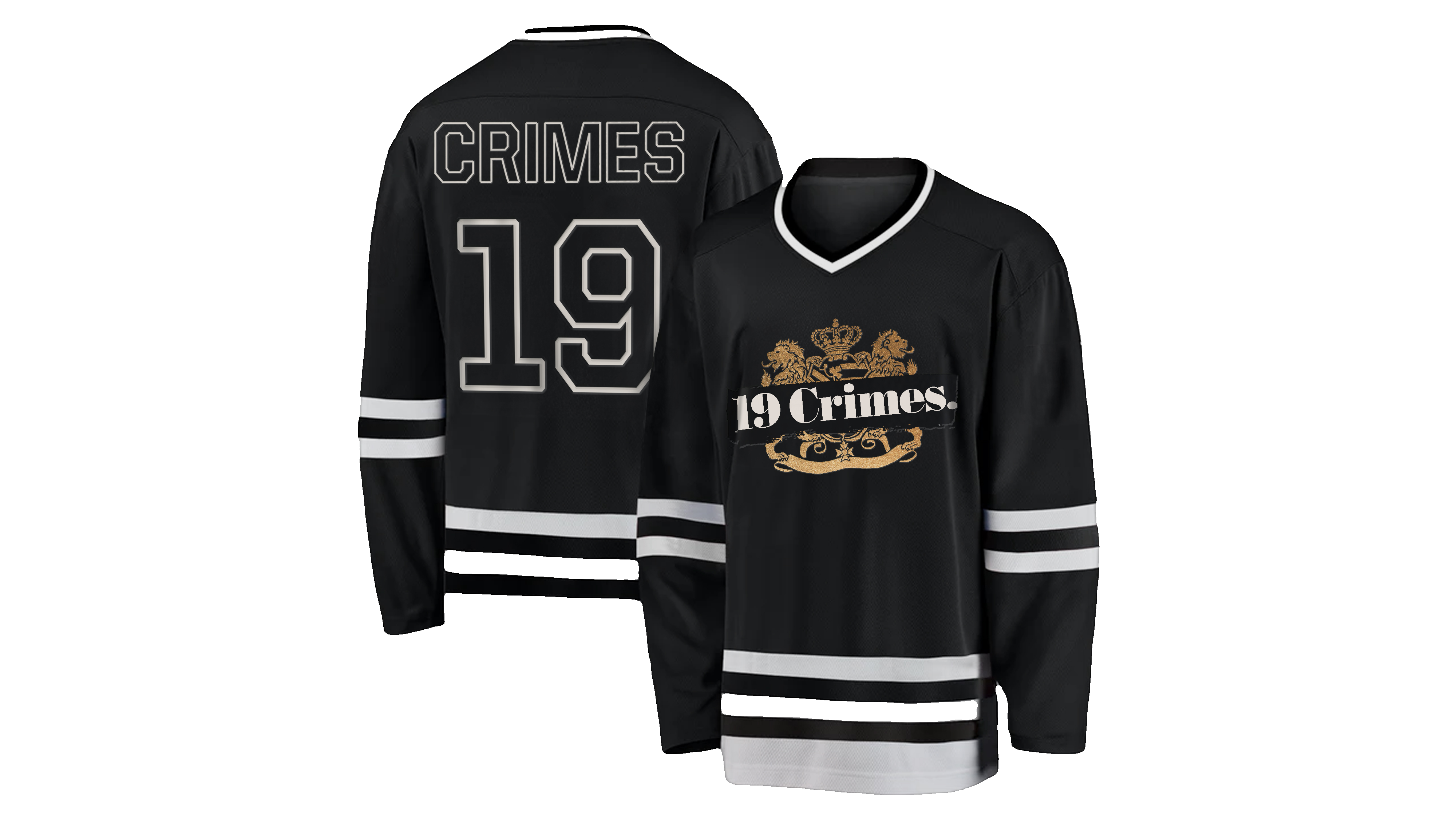 19 Crimes Hockey Jersey · Black/White/Gold